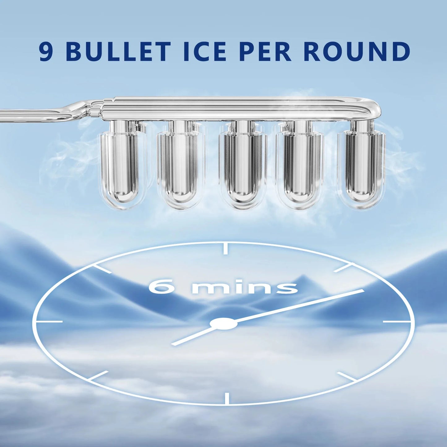 SIMZLIFE 25 lbs/24H Countertop Ice Maker Machine, 9 Bullet-Shaped Ice in 6 Min, Auto-Cleaning