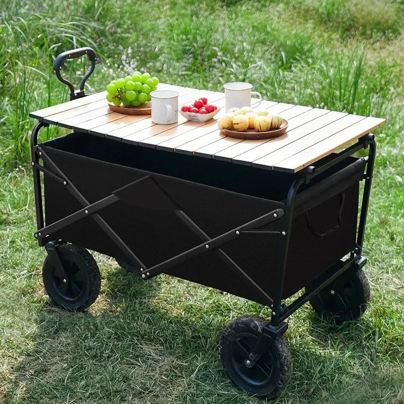 Heavy Duty Large Capacity Folding Wagon Shopping Beach Garden Pull Trolley Collapsible Folding Outdoor Portable Utility Cart