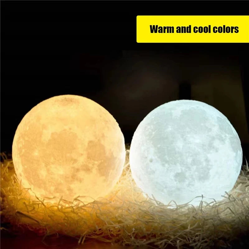 8CM LED Night Light 3D Print Moon Lamp Bedroom Decor MoonLight for Kids Gifts Decorations Creative Bedside Atmosphere Lighting