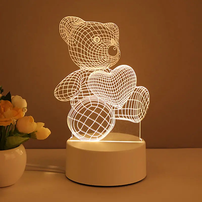 Romantic Love 3D Acrylic Led Lights for Home Children's Night Light Table Lamp Birthday Party Decor Valentine's Day Bedside Lamp