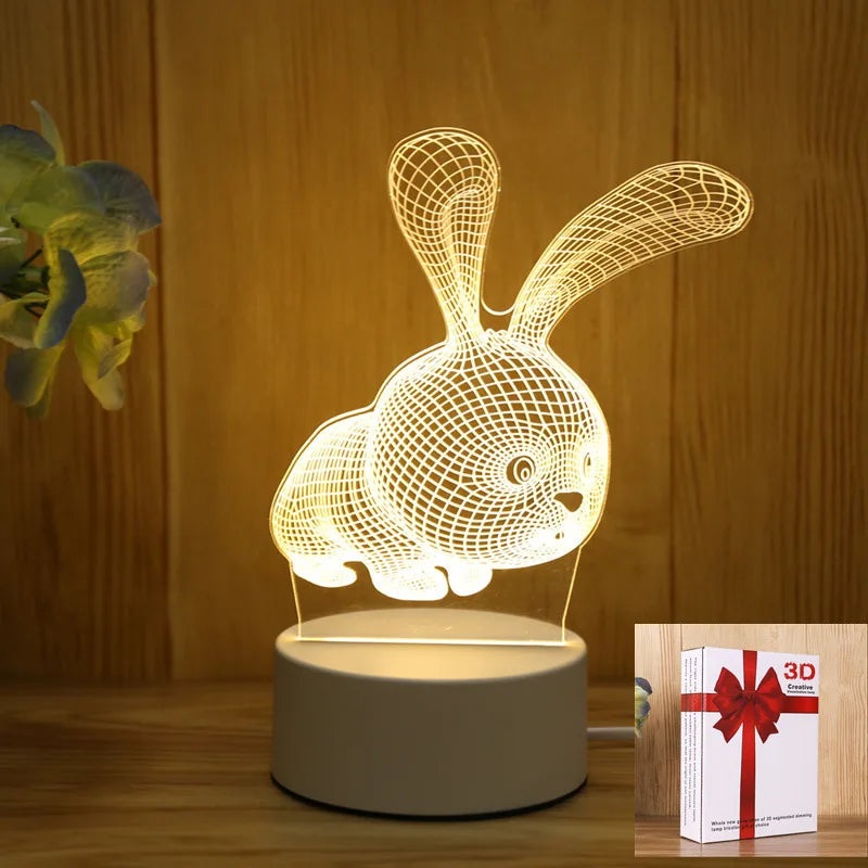 Romantic Love 3D Acrylic Led Lights for Home Children's Night Light Table Lamp Birthday Party Decor Valentine's Day Bedside Lamp