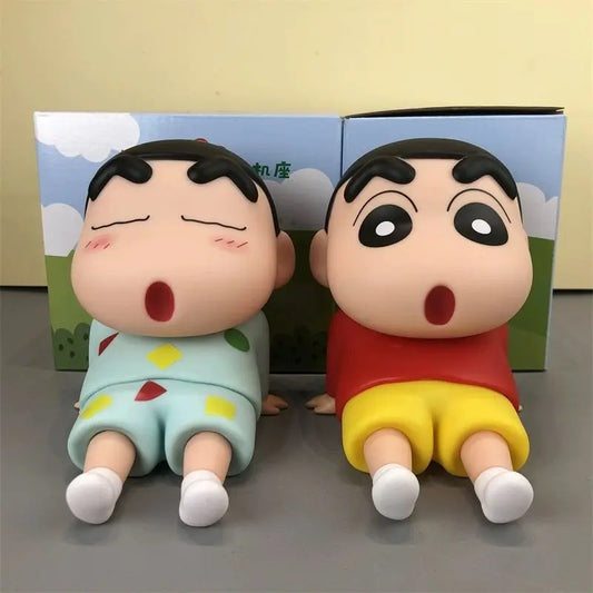 Crayon Shin-Chan Phone Holder Kawaii Anime Desktop Ornaments Cartoon Watching TV Phone Support Cute Doll Decorations Girls Gifts