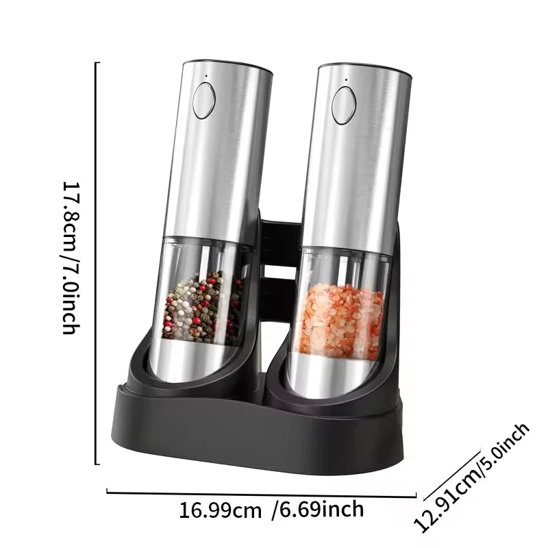 2025 Electric Salt and Pepper Grinders Set Capacity 190ML USB Rechargeable Base Adjustable Coarseness Spice Mill Kitchen Tools