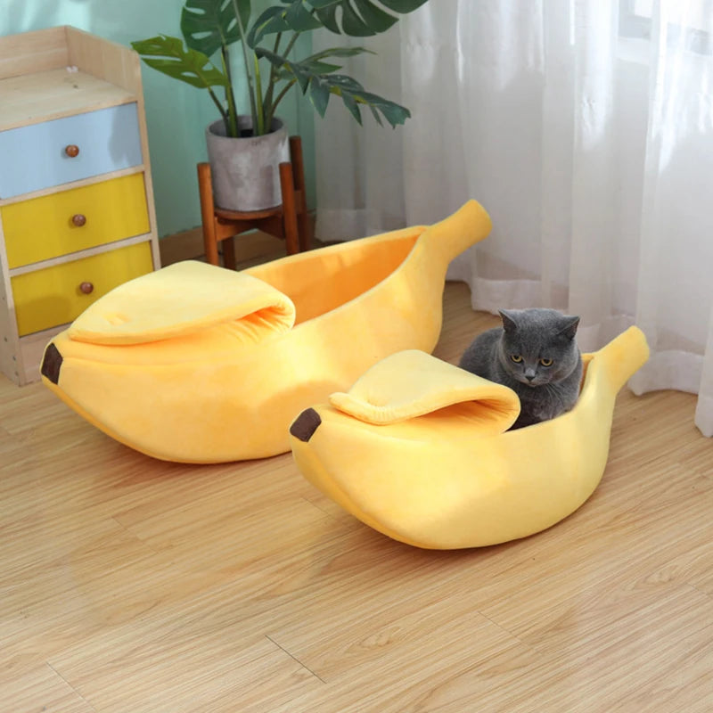 Banana Cat Bed House Funny Cute Cozy Pet Cat Nest Warm Comfort Soft Washable