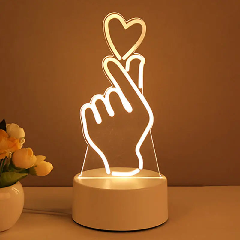 Romantic Love 3D Acrylic Led Lights for Home Children's Night Light Table Lamp Birthday Party Decor Valentine's Day Bedside Lamp