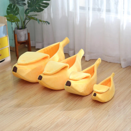 Banana Cat Bed House Funny Cute Cozy Pet Cat Nest Warm Comfort Soft Washable