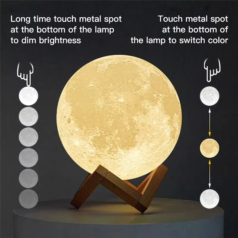 8CM LED Night Light 3D Print Moon Lamp Bedroom Decor MoonLight for Kids Gifts Decorations Creative Bedside Atmosphere Lighting