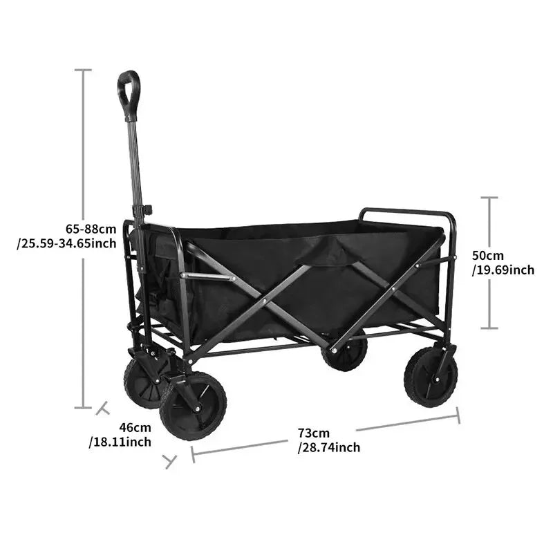 Heavy Duty Large Capacity Folding Wagon Shopping Beach Garden Pull Trolley Collapsible Folding Outdoor Portable Utility Cart