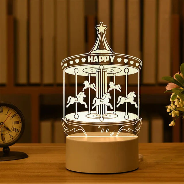 Romantic Love 3D Acrylic Led Lights for Home Children's Night Light Table Lamp Birthday Party Decor Valentine's Day Bedside Lamp