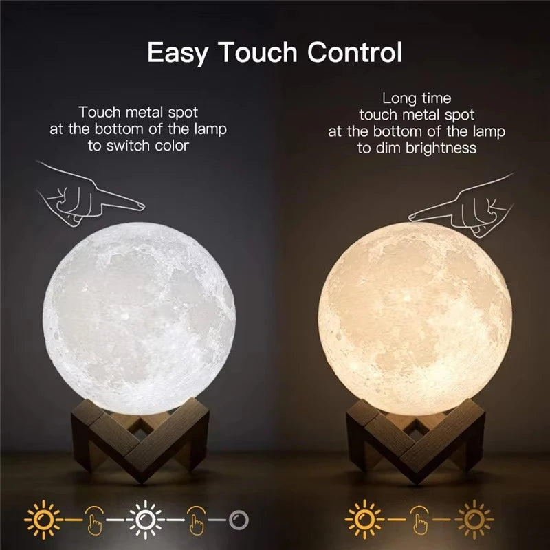 8CM LED Night Light 3D Print Moon Lamp Bedroom Decor MoonLight for Kids Gifts Decorations Creative Bedside Atmosphere Lighting