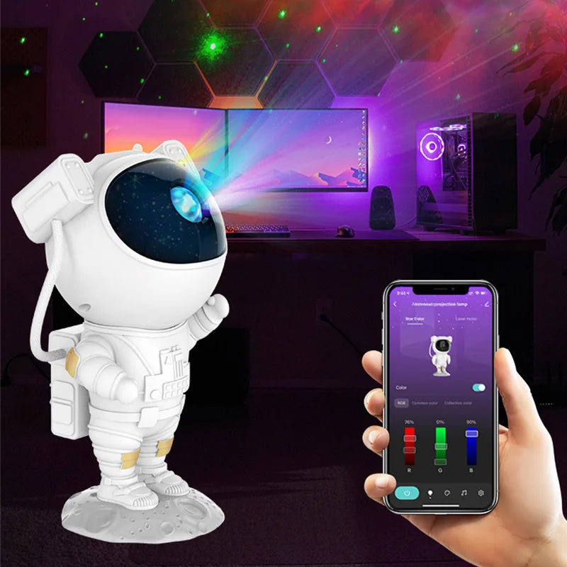 Spaceman Projection Lamp, Seven Color Night Light Projection with 8 Free Rotation 360 °   Effect, Star Projector with Remote Control for Indoor Bedroom, Gift