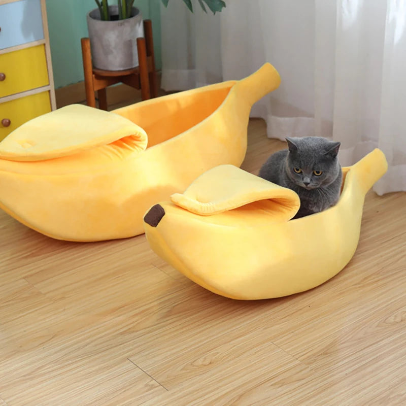 Banana Cat Bed House Funny Cute Cozy Pet Cat Nest Warm Comfort Soft Washable