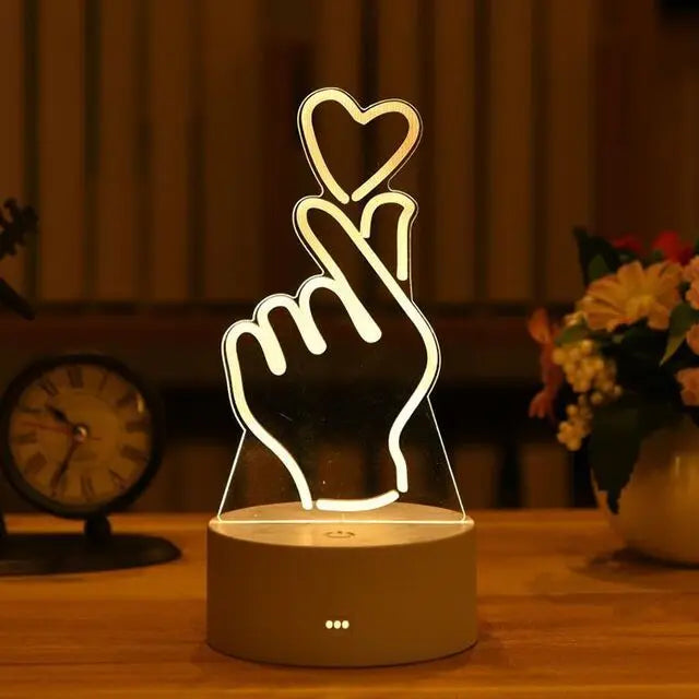 Romantic Love 3D Acrylic Led Lights for Home Children's Night Light Table Lamp Birthday Party Decor Valentine's Day Bedside Lamp